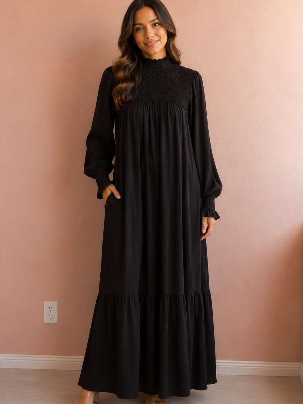 BODEN.Elegant Black Maxi Dress